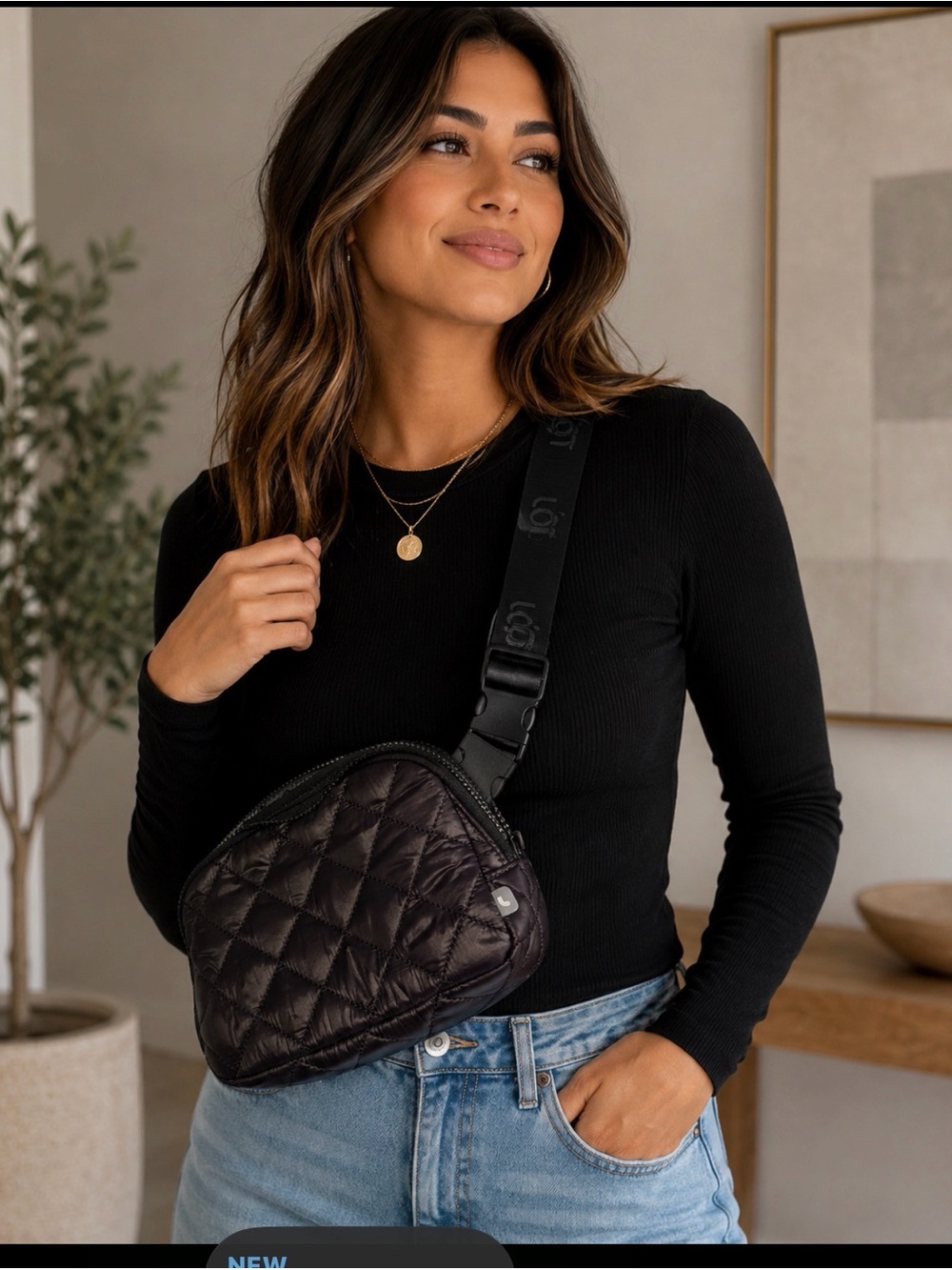 Lole Quilted Crossbody Bag in Dark Brown